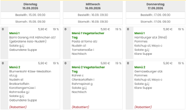 Speiseplan 15.09. - 17.09.26